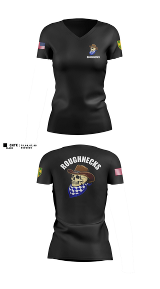 Womens Short Sleeve Vneck Shirt, ROUGHNECKS- HHC, 18 MP BDE, Army, Teamtime, Team time, sublimation, custom sports apparel, team uniforms, spirit wear, spiritwear, sports uniforms, custom shirts, team store, custom team store, fundraiser sports, apparel fundraiser