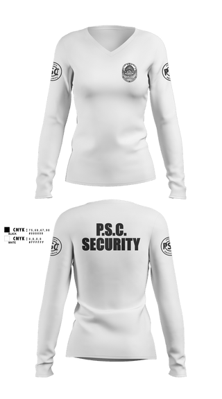 Womens Long Sleeve Vneck Shirt, Security, Police, Teamtime, Team time, sublimation, custom sports apparel, team uniforms, spirit wear, spiritwear, sports uniforms, custom shirts, team store, custom team store, fundraiser sports, apparel fundraiser