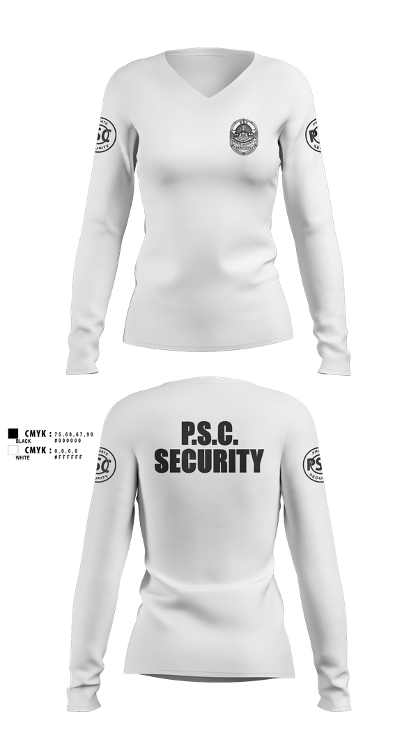 Womens Long Sleeve Vneck Shirt, Security, Police, Teamtime, Team time, sublimation, custom sports apparel, team uniforms, spirit wear, spiritwear, sports uniforms, custom shirts, team store, custom team store, fundraiser sports, apparel fundraiser