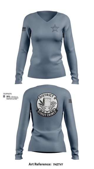 Womens Long Sleeve Vneck Shirt, District I Street Crimes, Police, Teamtime, Team time, sublimation, custom sports apparel, team uniforms, spirit wear, spiritwear, sports uniforms, custom shirts, team store, custom team store, fundraiser sports, apparel fundraiser