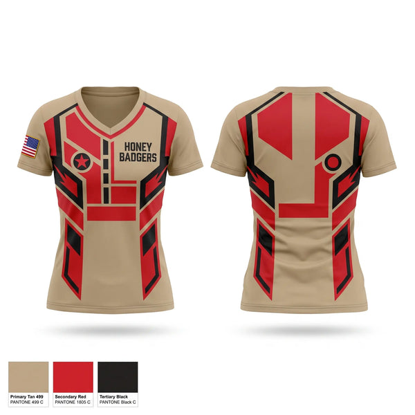 Womens Short Sleeve Vneck Shirt, Honey badgers, Army, Teamtime, Team time, sublimation, custom sports apparel, team uniforms, spirit wear, spiritwear, sports uniforms, custom shirts, team store, custom team store, fundraiser sports, apparel fundraiser