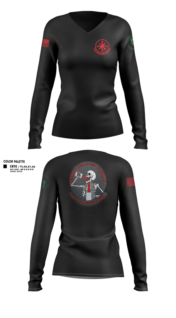 Womens Long Sleeve Vneck Shirt, 106 Fuels Shop, Air Force, Teamtime, Team time, sublimation, custom sports apparel, team uniforms, spirit wear, spiritwear, sports uniforms, custom shirts, team store, custom team store, fundraiser sports, apparel fundraiser