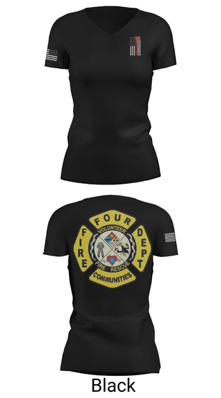 Womens Short Sleeve Vneck Shirt, Four Communities Fire Department, Fire Department, Teamtime, Team time, sublimation, custom sports apparel, team uniforms, spirit wear, spiritwear, sports uniforms, custom shirts, team store, custom team store, fundraiser sports, apparel fundraiser