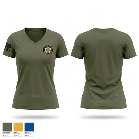 Womens Short Sleeve Vneck Shirt, Pershing County Sheriff’s Office, Police, Teamtime, Team time, sublimation, custom sports apparel, team uniforms, spirit wear, spiritwear, sports uniforms, custom shirts, team store, custom team store, fundraiser sports, apparel fundraiser