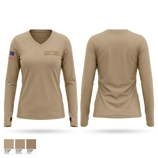Womens Long Sleeve Vneck Shirt, Lancaster County Sheriff’s Office, Police, Teamtime, Team time, sublimation, custom sports apparel, team uniforms, spirit wear, spiritwear, sports uniforms, custom shirts, team store, custom team store, fundraiser sports, apparel fundraiser