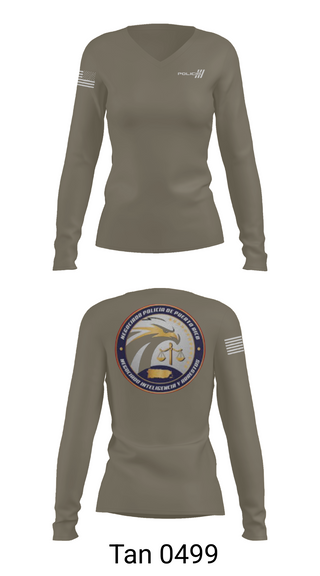 Womens Long Sleeve Vneck Shirt, Inteligencia criminal, Police, Teamtime, Team time, sublimation, custom sports apparel, team uniforms, spirit wear, spiritwear, sports uniforms, custom shirts, team store, custom team store, fundraiser sports, apparel fundraiser