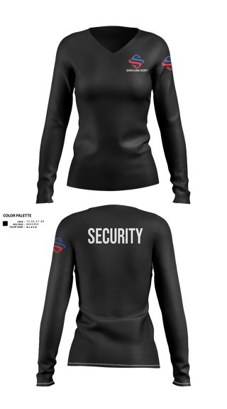 Womens Long Sleeve Vneck Shirt, Sahara Global Security, Fire Department, Teamtime, Team time, sublimation, custom sports apparel, team uniforms, spirit wear, spiritwear, sports uniforms, custom shirts, team store, custom team store, fundraiser sports, apparel fundraiser