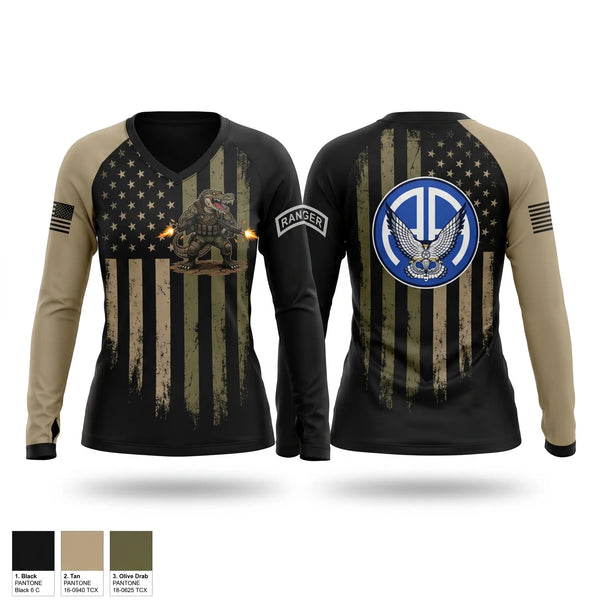 Womens Long Sleeve Vneck Shirt, A Co 2-325 AIR, Army, Teamtime, Team time, sublimation, custom sports apparel, team uniforms, spirit wear, spiritwear, sports uniforms, custom shirts, team store, custom team store, fundraiser sports, apparel fundraiser
