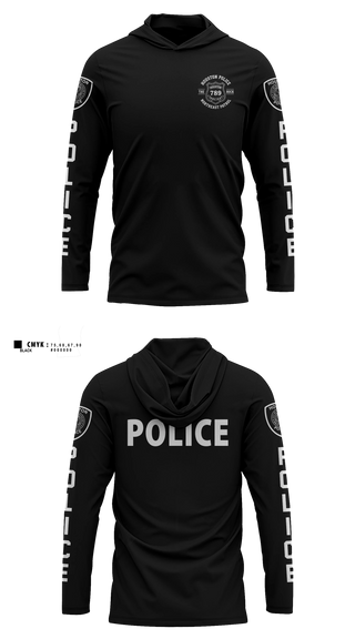Long Sleeve Performance Shirt with hood, Houston Police Northeast Patrol, Police, Teamtime, Team time, sublimation, custom sports apparel, team uniforms, spirit wear, spiritwear, sports uniforms, custom shirts, team store, custom team store, fundraiser sports, apparel fundraiser
