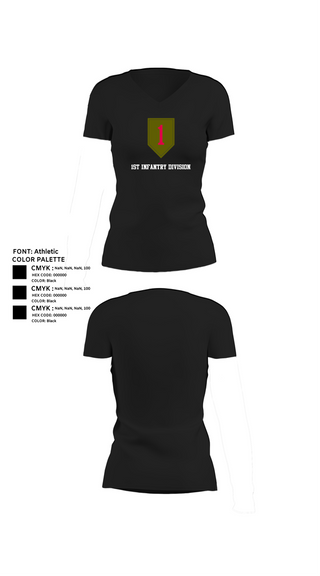 Womens Short Sleeve Vneck Shirt, 1st Infantry Division, Army, Teamtime, Team time, sublimation, custom sports apparel, team uniforms, spirit wear, spiritwear, sports uniforms, custom shirts, team store, custom team store, fundraiser sports, apparel fundraiser