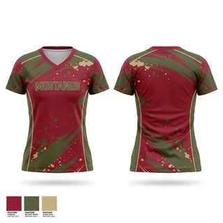 Womens Short Sleeve Vneck Shirt, Mustangs, , Teamtime, Team time, sublimation, custom sports apparel, team uniforms, spirit wear, spiritwear, sports uniforms, custom shirts, team store, custom team store, fundraiser sports, apparel fundraiser