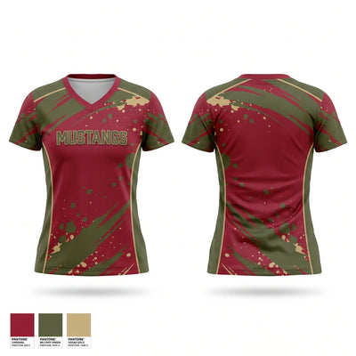 Mustangs Women's Short Sleeve V-neck Shirt - 1