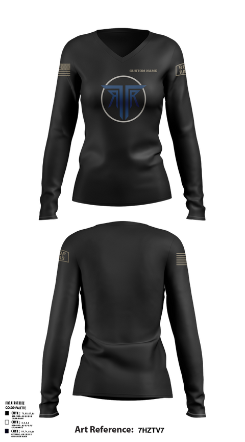 Womens Long Sleeve Vneck Shirt, Rooftop Rangers, Army, Teamtime, Team time, sublimation, custom sports apparel, team uniforms, spirit wear, spiritwear, sports uniforms, custom shirts, team store, custom team store, fundraiser sports, apparel fundraiser