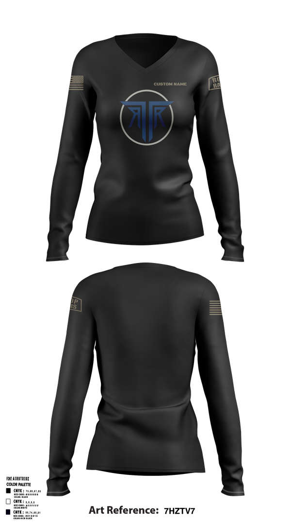 Womens Long Sleeve Vneck Shirt, Rooftop Rangers, Army, Teamtime, Team time, sublimation, custom sports apparel, team uniforms, spirit wear, spiritwear, sports uniforms, custom shirts, team store, custom team store, fundraiser sports, apparel fundraiser