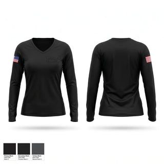 Womens Long Sleeve Vneck Shirt, Weyauwega Fire/Rescue, Fire Department, Teamtime, Team time, sublimation, custom sports apparel, team uniforms, spirit wear, spiritwear, sports uniforms, custom shirts, team store, custom team store, fundraiser sports, apparel fundraiser