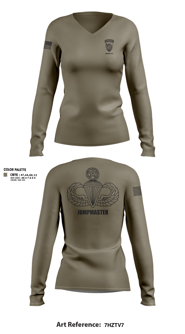 Womens Long Sleeve Vneck Shirt, 360 CA BDE (Airborne), Army, Teamtime, Team time, sublimation, custom sports apparel, team uniforms, spirit wear, spiritwear, sports uniforms, custom shirts, team store, custom team store, fundraiser sports, apparel fundraiser