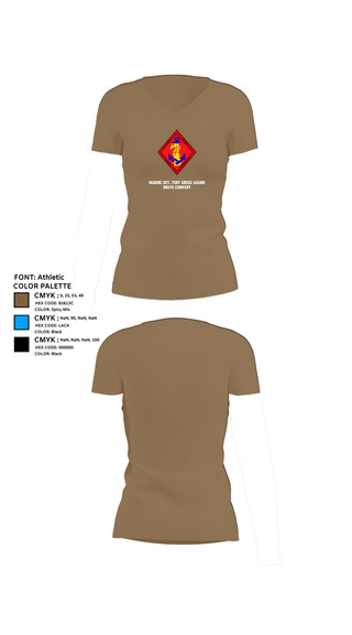 Womens Short Sleeve Vneck Shirt, Marine Det. Fort Gregg-Adams Bravo Company, , Teamtime, Team time, sublimation, custom sports apparel, team uniforms, spirit wear, spiritwear, sports uniforms, custom shirts, team store, custom team store, fundraiser sports, apparel fundraiser