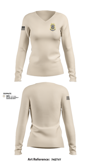 Womens Long Sleeve Vneck Shirt, Diplomatic Security Service, Police, Teamtime, Team time, sublimation, custom sports apparel, team uniforms, spirit wear, spiritwear, sports uniforms, custom shirts, team store, custom team store, fundraiser sports, apparel fundraiser