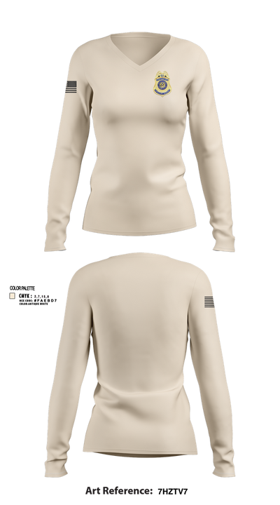 Diplomatic Security Service 88082914 Women's Long Sleeve V-neck Shirt - 102