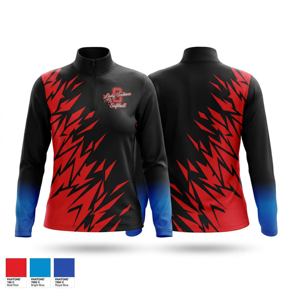 Quarter Zip Jacket, Sissonville Lady Indians, Softball, Teamtime, Team time, sublimation, custom sports apparel, team uniforms, spirit wear, spiritwear, sports uniforms, custom shirts, team store, custom team store, fundraiser sports, apparel fundraiser