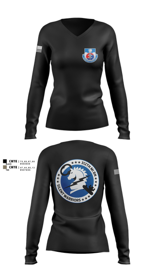 Womens Long Sleeve Vneck Shirt, 312th Military Intelligence Battalion, , Teamtime, Team time, sublimation, custom sports apparel, team uniforms, spirit wear, spiritwear, sports uniforms, custom shirts, team store, custom team store, fundraiser sports, apparel fundraiser