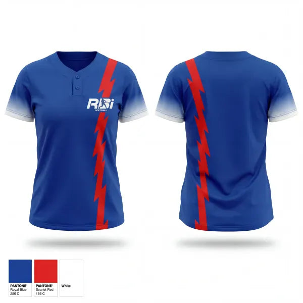 Two Button Softball Jersey, RBI, Softball, Teamtime, Team time, sublimation, custom sports apparel, team uniforms, spirit wear, spiritwear, sports uniforms, custom shirts, team store, custom team store, fundraiser sports, apparel fundraiser