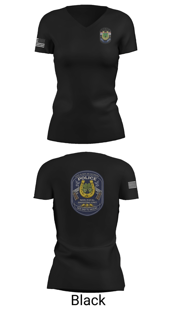 Womens Short Sleeve Vneck Shirt, Non Fatal Shooting Unit, Police, Teamtime, Team time, sublimation, custom sports apparel, team uniforms, spirit wear, spiritwear, sports uniforms, custom shirts, team store, custom team store, fundraiser sports, apparel fundraiser
