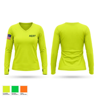 Womens Long Sleeve Vneck Shirt, HERT, EMS/EMT, Teamtime, Team time, sublimation, custom sports apparel, team uniforms, spirit wear, spiritwear, sports uniforms, custom shirts, team store, custom team store, fundraiser sports, apparel fundraiser