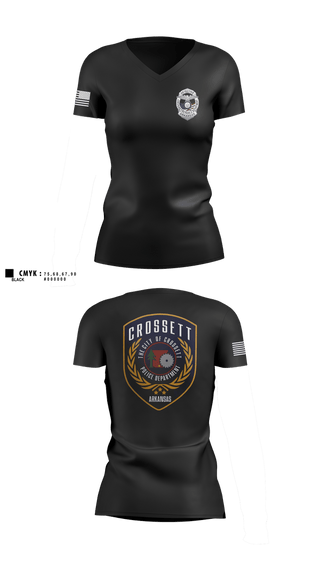 Womens Short Sleeve Vneck Shirt, Crossett Police Department, Police, Teamtime, Team time, sublimation, custom sports apparel, team uniforms, spirit wear, spiritwear, sports uniforms, custom shirts, team store, custom team store, fundraiser sports, apparel fundraiser