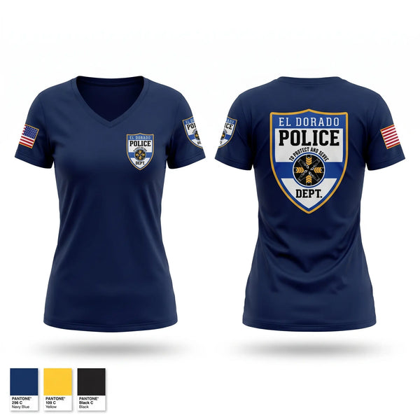 Womens Short Sleeve Vneck Shirt, El dorado Police Department, Police, Teamtime, Team time, sublimation, custom sports apparel, team uniforms, spirit wear, spiritwear, sports uniforms, custom shirts, team store, custom team store, fundraiser sports, apparel fundraiser
