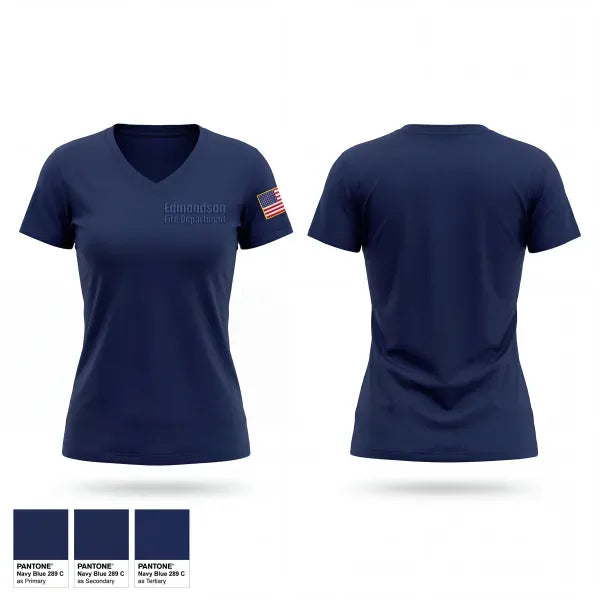Womens Short Sleeve Vneck Shirt, Edmondson Fire Department, Fire Department, Teamtime, Team time, sublimation, custom sports apparel, team uniforms, spirit wear, spiritwear, sports uniforms, custom shirts, team store, custom team store, fundraiser sports, apparel fundraiser