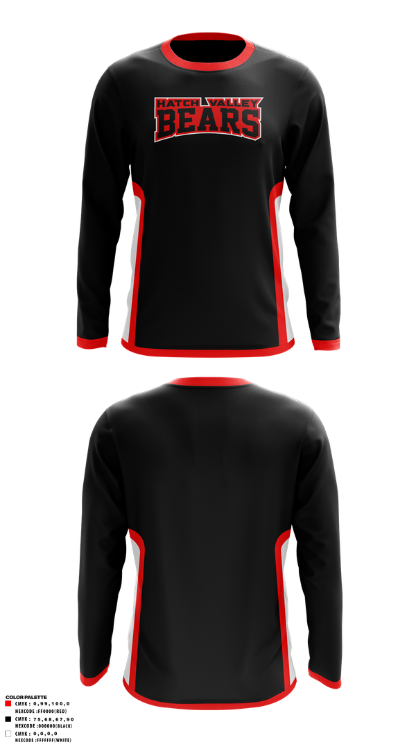 Long Sleeve Performance Shirt, Hatch Valley Bears, Men's Basketball, Teamtime, Team time, sublimation, custom sports apparel, team uniforms, spirit wear, spiritwear, sports uniforms, custom shirts, team store, custom team store, fundraiser sports, apparel fundraiser