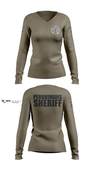 Womens Long Sleeve Vneck Shirt, Perquimans County Sheriff's Office, Police, Teamtime, Team time, sublimation, custom sports apparel, team uniforms, spirit wear, spiritwear, sports uniforms, custom shirts, team store, custom team store, fundraiser sports, apparel fundraiser