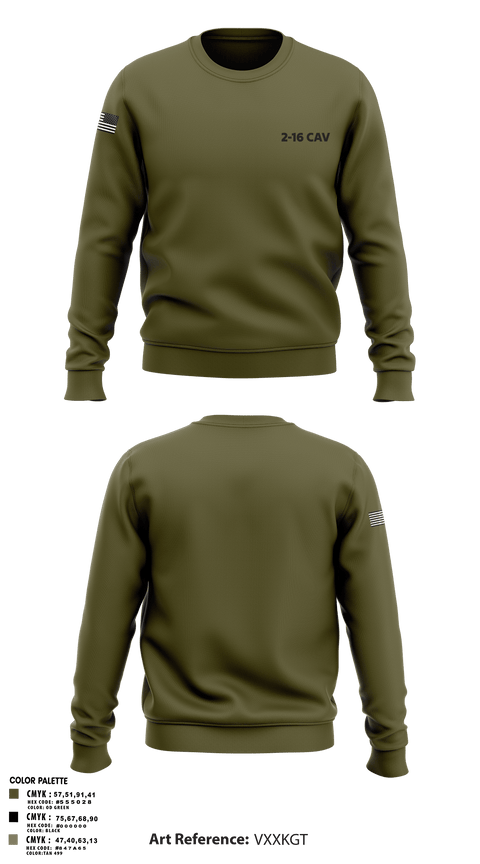 Crew Neck Sweatshirt, 2-16 CAV, Army, Teamtime, Team time, sublimation, custom sports apparel, team uniforms, spirit wear, spiritwear, sports uniforms, custom shirts, team store, custom team store, fundraiser sports, apparel fundraiser