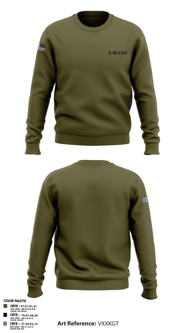 Crew Neck Sweatshirt, 2-16 CAV, Army, Teamtime, Team time, sublimation, custom sports apparel, team uniforms, spirit wear, spiritwear, sports uniforms, custom shirts, team store, custom team store, fundraiser sports, apparel fundraiser