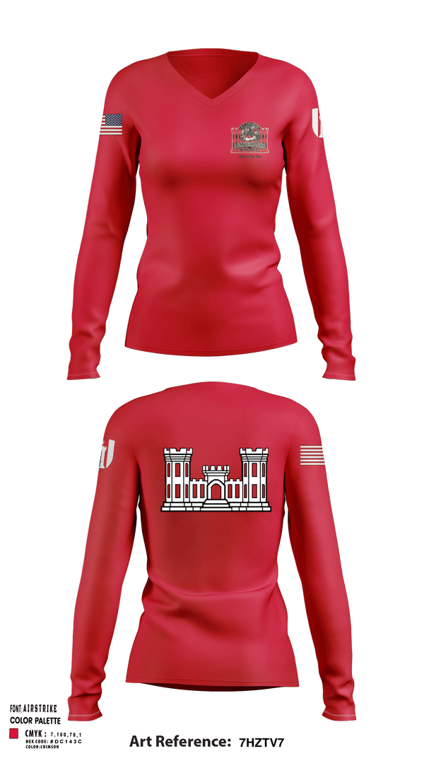 Women's Long Sleeve Vneck Shirt, 612 Engineer Detachment, , Teamtime, Team time, sublimation, custom sports apparel, team uniforms, spirit wear, spiritwear, sports uniforms, custom shirts, team store, custom team store, fundraiser sports, apparel fundraiser