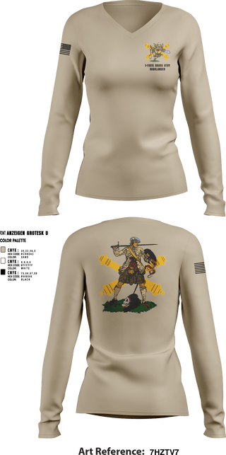 Women's Long Sleeve Vneck Shirt, Bravo 1-119th FA, , Teamtime, Team time, sublimation, custom sports apparel, team uniforms, spirit wear, spiritwear, sports uniforms, custom shirts, team store, custom team store, fundraiser sports, apparel fundraiser