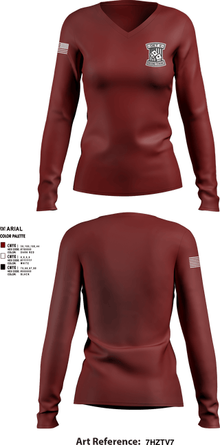 Women's Long Sleeve Vneck Shirt, DET2, National Guard, Teamtime, Team time, sublimation, custom sports apparel, team uniforms, spirit wear, spiritwear, sports uniforms, custom shirts, team store, custom team store, fundraiser sports, apparel fundraiser