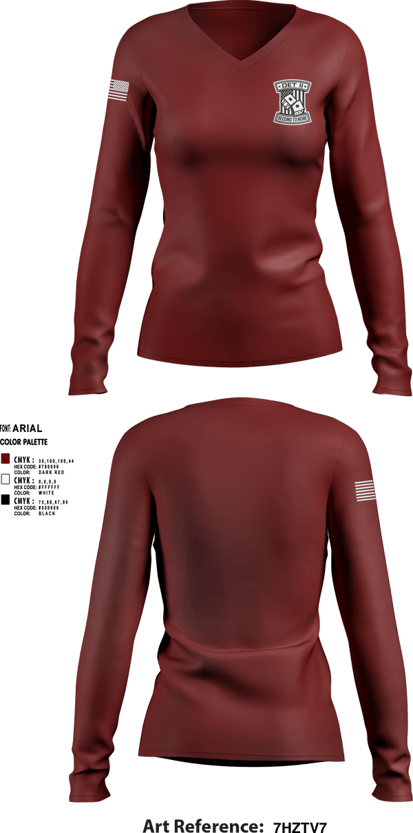 Women's Long Sleeve Vneck Shirt, DET2, National Guard, Teamtime, Team time, sublimation, custom sports apparel, team uniforms, spirit wear, spiritwear, sports uniforms, custom shirts, team store, custom team store, fundraiser sports, apparel fundraiser