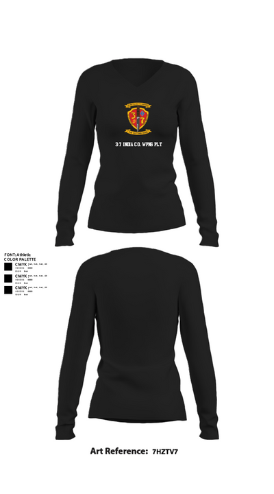 3/7 India Co. Wpns Plt 50459074 Women's Long Sleeve V-neck Shirt - 22