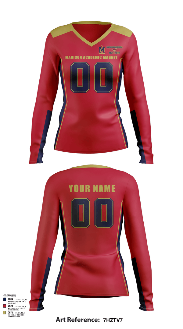 Women's Long Sleeve Vneck Shirt, Madison Academic Magnet School Volleyball, Women's Volleyball, Teamtime, Team time, sublimation, custom sports apparel, team uniforms, spirit wear, spiritwear, sports uniforms, custom shirts, team store, custom team store, fundraiser sports, apparel fundraiser