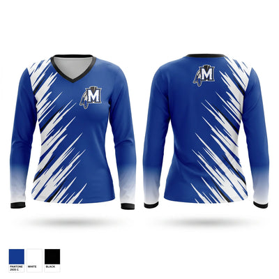 Moravia Mohawks Women's Long Sleeve V-neck Shirt - 1