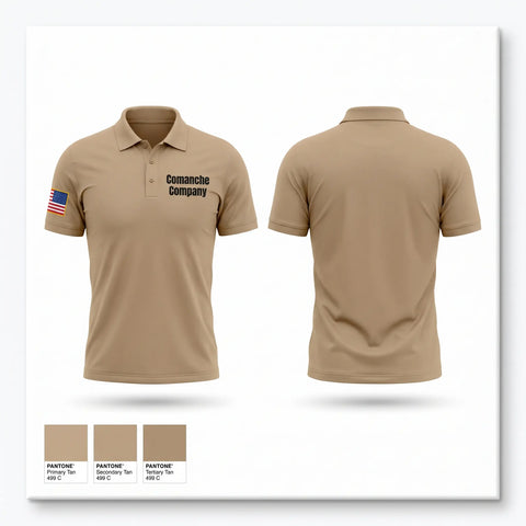 Short Sleeve Performance Polo, Comanche Company, Army, Teamtime, Team time, sublimation, custom sports apparel, team uniforms, spirit wear, spiritwear, sports uniforms, custom shirts, team store, custom team store, fundraiser sports, apparel fundraiser