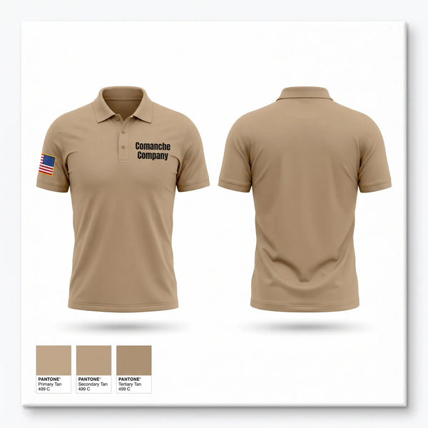 Short Sleeve Performance Polo, Comanche Company, Army, Teamtime, Team time, sublimation, custom sports apparel, team uniforms, spirit wear, spiritwear, sports uniforms, custom shirts, team store, custom team store, fundraiser sports, apparel fundraiser