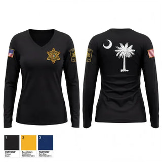 Womens Long Sleeve Vneck Shirt, Charleston County Sheriff’s office, Police, Teamtime, Team time, sublimation, custom sports apparel, team uniforms, spirit wear, spiritwear, sports uniforms, custom shirts, team store, custom team store, fundraiser sports, apparel fundraiser