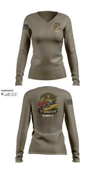 Womens Long Sleeve Vneck Shirt, Task Force Spartan, , Teamtime, Team time, sublimation, custom sports apparel, team uniforms, spirit wear, spiritwear, sports uniforms, custom shirts, team store, custom team store, fundraiser sports, apparel fundraiser