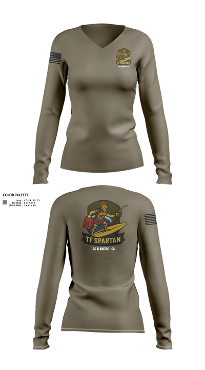 Task Force Spartan 82789422 Women's Long Sleeve V-neck Shirt - 100