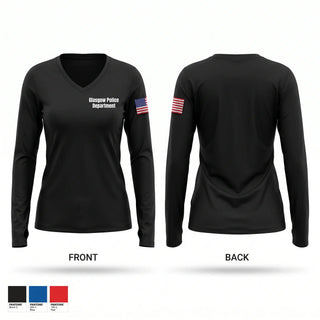Womens Long Sleeve Vneck Shirt, Glasgow Police Department, Police, Teamtime, Team time, sublimation, custom sports apparel, team uniforms, spirit wear, spiritwear, sports uniforms, custom shirts, team store, custom team store, fundraiser sports, apparel fundraiser