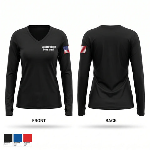 Womens Long Sleeve Vneck Shirt, Glasgow Police Department, Police, Teamtime, Team time, sublimation, custom sports apparel, team uniforms, spirit wear, spiritwear, sports uniforms, custom shirts, team store, custom team store, fundraiser sports, apparel fundraiser