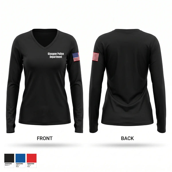 Womens Long Sleeve Vneck Shirt, Glasgow Police Department, Police, Teamtime, Team time, sublimation, custom sports apparel, team uniforms, spirit wear, spiritwear, sports uniforms, custom shirts, team store, custom team store, fundraiser sports, apparel fundraiser